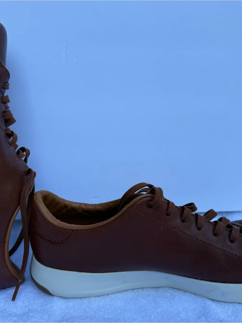 Cole Haan Brown Leather Lace-Up Sneakers with White Sole